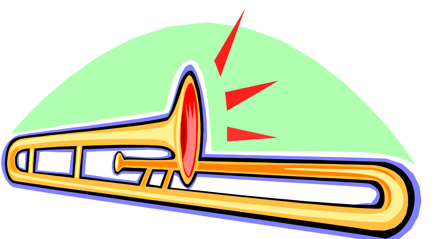 A trombone against a colorful background